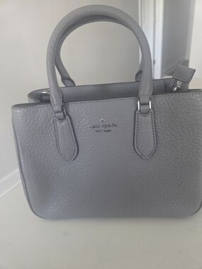 kate spade New York Gray Pebbled Leather Satchel W/ Wallet